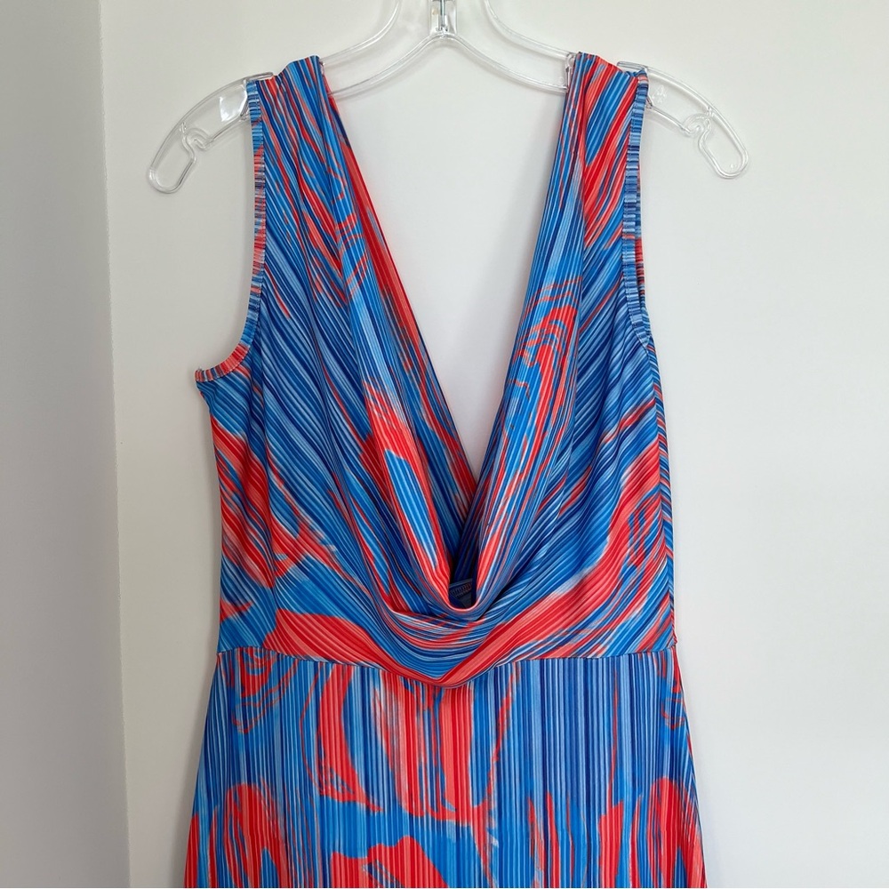 Commense Women's Flaming Passions Cowl Neck Long Dress Blue Size Medium Maxi - Picture 5 of 11